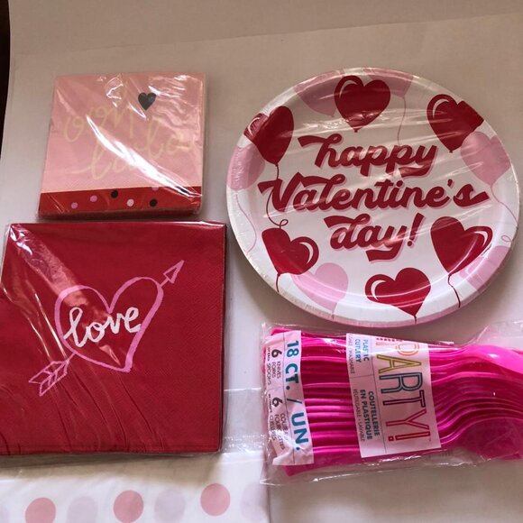 Supplies for a Make your own, Valentine's Day Gift Basket, (#3) Pink/White/Red - Picture 4 of 9